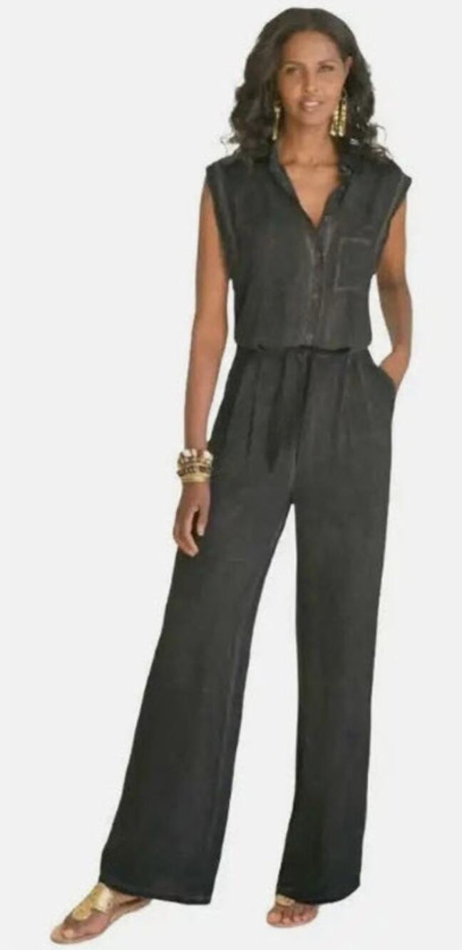 Soft Surroundings Camilla Tie-Waist Jumpsuit – Gray – Size XS